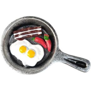 1:12 Dollhouse Miniature Fried Egg in Pan Kitchen Ornament‚Quality and Creative Cost-Effective DIY Accessories Shooting Props