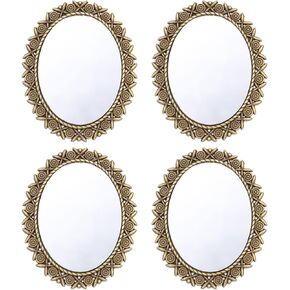 CHGCRAFT 4 Pcs Dollhouse Mirrors Miniature Mirror Oval Mirror in Antique Bronze Frame Miniatures Furniture for Dollhouse DIY Decoration, 51×41×2.5mm