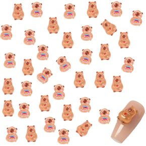 100pcs Mini Capybara, Mini Resin Capybara Suitable for Fairy Garden, Doll House, Miniature Landscape Decoration, Handicraft Making Nail Charms (0.33 * 0.43in)