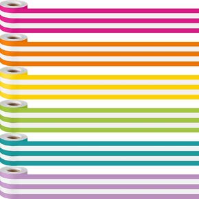 TaoBary 6 Rolls 196.8 ft Colorful Stripes Bulletin Board Borders Striped Straight Rolled Border Trim Multicolor Classroom Borders for Bulletin Board Rainbow Line Border for Party Decor(Pastel Color)