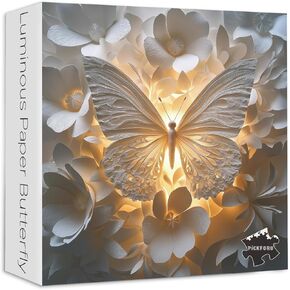 PICKFORU Butterfly Puzzle for Adults 1000 Pieces, Challenging Paper Art Flower Jigsaw Puzzle Butterfly, Unique Paper Cut Puzzles as Home Decor