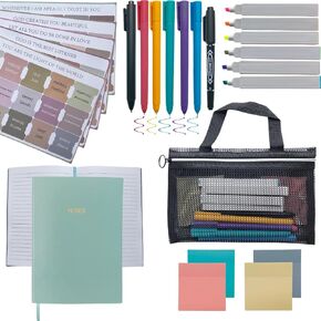 Bible Study Supplies, Bible Journaling Kit for Women, Bible Study Kit with Portable Storage Bag, Highlighters, Gel Pens, Tabs, Sticky Notes and Notebook