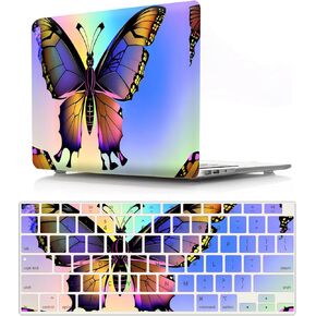 IVY Colored Butterfly Design Case for MacBook Air 13 inch with M3 Chip A3113 M2 A2681 with Keyboard Cover - G