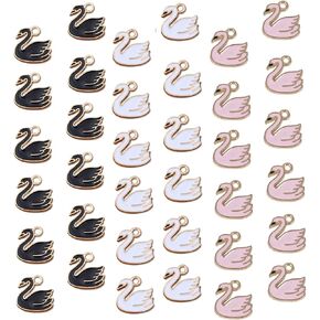 36Pcs Wholesale Pink Swan Charms for Jewelry Making Charms Cute Pendant Charms for Earring Necklace Bracelet Lucky Handmade Crafts Diy Accessories Enamel Swan Charms