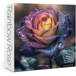 Rainbow Rose Flower Puzzles for Adults 1000 Pieces Nature, Fantasy Pretty Floral Jigsaw Puzzles, Colorful Difficult Plant Art Puzzles