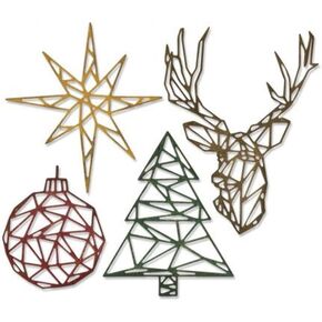 Sizzix Geo Christmas by Tim Holtz Dies, Multicolor