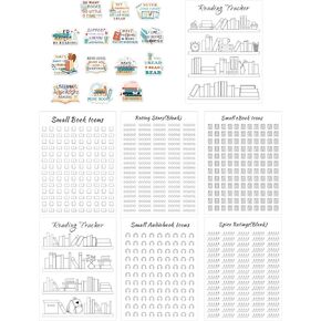Reading Tracker Bookmark Stickers - 8 Sheets of 6x8 Inch Book Reading Progress Stickers for Planners, Journals, and Reading Logs | Perfect for Book Lovers, Students, and Reading Challenges