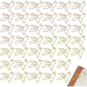 40 Pcs Bee Shaped Paper Clips, Office Supplies Metal Paper Clips Gift for Coworkers, Book Accessories for Student Teacher Classroom Supplies (Golden, Rose Gold)