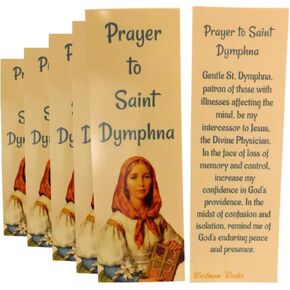 St Dymphna Bookmark Prayer Card Irish Saint Book Page Marker Bulk Pack, Set of 5