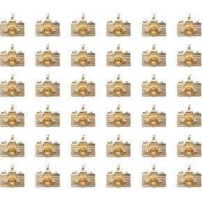50 Pcs Camera Charms Silver Gold Mini Cute Metal Beading Jewelry Making Kit for DIY Crafting Christmas Gift Idea Necklace Bracelet Earring Keychain Making Supplies Accessories (Gold-1)