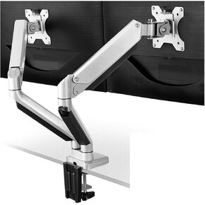 Monitor Dual-Screen Bracket Pneumatic arm Double-arm Computer Aluminum Alloy Bracket Screen Rotating Lifting Base(Silver)