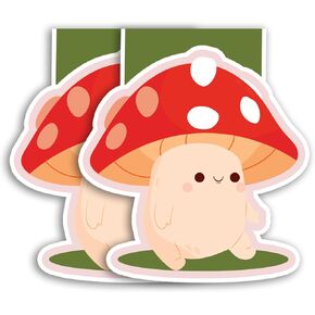 (2Pcs) Mushroom Magnetic Bookmark Book Page Markers Gift for Reading Lover Nerd Book Addict Bookish Reader Student Teacher Office Stationery - Size 2.7"x2.5" When Folded