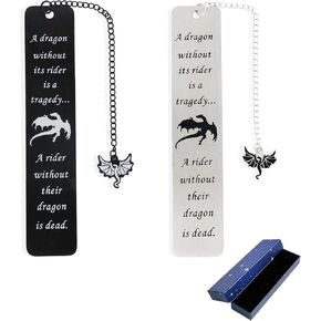 2PCS Dragon Bookmarks with Box, Metal Bookmarks for Book Lovers, Cool Book Marks for Reading Men, Presents for Book Lovers, Men and Women