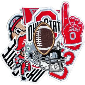 9PCS Ohio Iron On Patches，Embroidered Applique Football for Jeans, T-Shirts, Hats, Backpacks & Sports Gear.