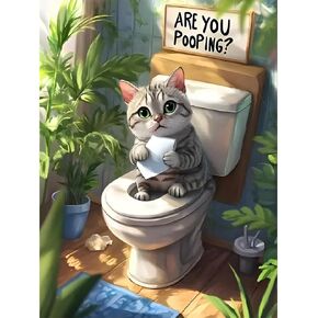 mjcakrn Cat Paint by Numbers Kit for Adults, Adults' Paint-by-Number Kits on Canvas, Easy Acrylic Adult Paint by Number Kits, Easy Paint by Number Canvas Arts Crafts 16x20inch