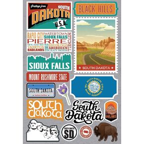 REMINISCE Jet Setters 3.0 State Dimensional Stickers-South Dakota, Black