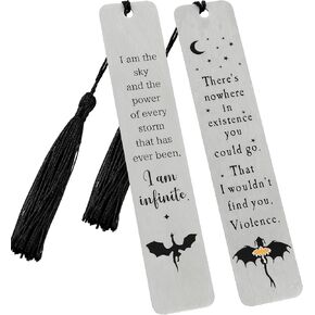 2Pcs Fourth Wing Bookmark - Story of The Dragon Knight Book Marks, Stainless Steel Metal Mark Reading Supplies, Gothic Dragon Bookmark Collection, Birthday Gifts for Book Lover (Style 1)
