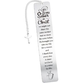 Christian Gifts for Women Girls, to My Sister in Christ Cross Bookmark, Inspirational Metal Bible Verse Book Markers, Religious Baptism Birthday Confirmation Gifts for Teen Girls Book Lovers