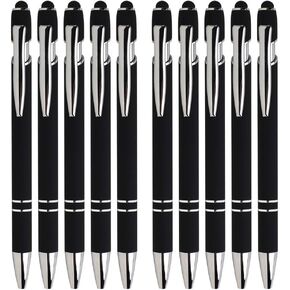Wine Red Ballpoint Pens with Black Ink, 2-in-1 Stylus Tip, 1.0mm Medium Point, Matte Metal Barrel – 10-Pack for Office or School