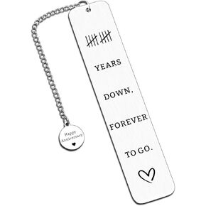 Tin 10 Year Anniversary Bookmark Gifts for Him Her, 10 Year Anniversary Wedding Gifts for Wife Husband, 10th Anniversarys Aluminum Gift for Women Men, Romantic 10th Anniversarys Bookmarks for Couple
