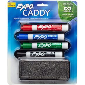 Sanford Mountable Whiteboard Caddy, With 4 Markers/Eraser, Set