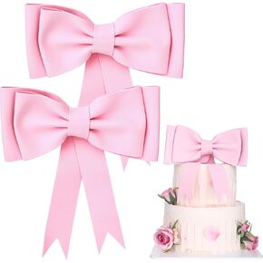 2 Pcs Pink Bow Cake Topper Oversized Bow Cake Decorations for Women Girls EVA Foam Bowknot Princess Pink Bows Cakes Decor for Princess Birthday Wedding Baby Shower Party Supplies