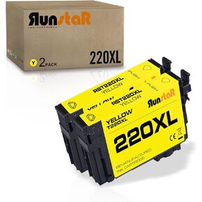 Run Star 2 Pack 220XL Cyan Remanufactured Ink Cartridge Replacement for Epson 220XL T220XL use for Epson Workforce WF-2760 2750 2660 2650 2630 Expression Home XP-320 420 424 Printer (2 Cyan)