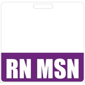 RN MSN Badge Buddy (Blue) - Horizontal Heavy Duty Badge Tags for Nurses with a Master's Degree - Double Sided Badge Identification Card