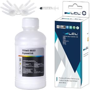 LCL Premium DTF White Ink 250ML -DTF Transfer Ink for PET Film Refill for DTF Printers ET-8550 XP-15000 L1800 L805 R1390 R2400 Heat Transfer Printing Direct to Film (250ML x 1 White)