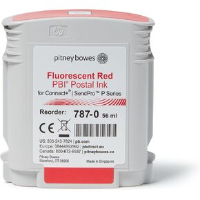 Pitney Bowes 787-0 Standard Ink Cartridge for SendPro P/Connect+ Series Mailing Systems, Red Ink, 56 ml