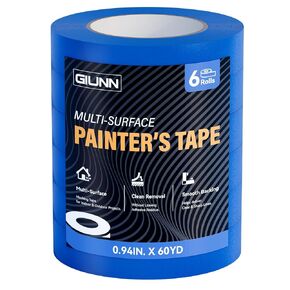 Blue Painters Tape 6 Rolls, 1 Inch Wide (0.94 in.x 60 Yds), Multi-Surface Masking Tape for Painting Walls, DIY Crafts Arts, Decoration Labeling, No Residue, Easy Removal, Indoor and Outdoor Use