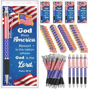 80 Pcs American Flag 4th of July Gift Ballpoint Pen Patriotic Bookmarks with USA Flag Lapel Pins Souvenirs for Memorial Day Veteran Gift Independence Day Party Military Supplies