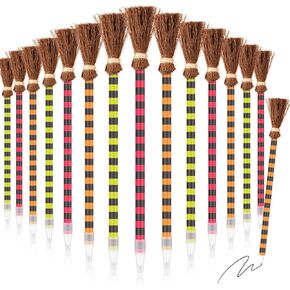 15 Pcs Witch Broom Pens Halloween Pens for Kids Colorful Witch Broomstick Ballpoint Pens Classroom Office Supplies Halloween Meeting Favors Goody Bag Filler Rewards