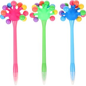 Toyvian 3pcs Stress Ball Ballpoint Pens Funny Pens Fidget Pens Silly Pens Novelty Pens Crazy Pen Soft Rubber Pens Fun Pens Bulk for Cartoon Ballpoint Stationery