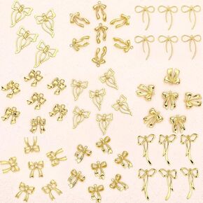55 Pcs Gold Bowknot Charms Alloy Bow Tie Connector Charms Coquette Bow Pendants for DIY Necklace Bracelet Earrings Jewelry Making Party Accessories