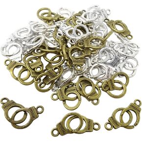 Honbay 40PCS Alloy Handcuffs Charms Pendant Police Handcuffs Freedom Charm Connector for Necklace Jewelry Findings Jewelry Making Craft Supplies (2 Color)