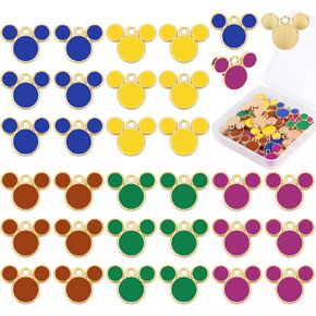 30 Pcs Mouse Charms, Mouse Head Pendant Mouse Key Ring Beads for DIY Crafting Bracelet Necklace Jewelry Making Cartoon Mouse Keychains with Box