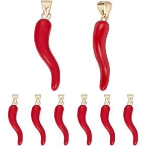 Beebeecraft 1 Box 8Pcs Enamel Charms 18K Gold Plated Pepper Charms Red Chili Charm with 4mm Hole for Bracelet Earring Necklace DIY Craft Making