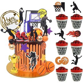 BiBo Basketball Cake Topper Cupcake Toppers, 43 PCS Basketball Cake Decorations for Boys Sports Theme Birthday Party Decor Favors Supplies.