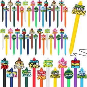 Spakon 24 Pcs Funny Gift for Coworker Snarky Office Gifts Bulk Humor Quotes Ballpoint Pen Multicolored Cuss Word Hilarious Black Ink Pen Funny Work Supply for Social Worker Coworker Adult Nurse