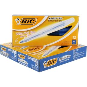 BIC Round Stic Ball Pen, Fine Point, 0.8 mm, Blue Ink, Pack of 36 (GSF11BE)