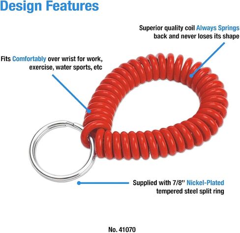 Wrist Coil with Split Key Ring, Blue, PK5 in Saudi Arabia
