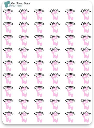 Dance Planner Sticker / 54 Fun Vinyl Stickers (1/2") / Pointe Ballet Dance Class Recital Sticker/Essential Productivity Life/Bujo Bulleted Journal (One Sheet, Pointe Shoe) in Kuwait