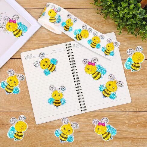 500pcs ملصقات النحل الصيفية لفة 1.5 بوصة كبيرة ملصقات ختم نحل بريق كبير للأطفال. in Kuwait