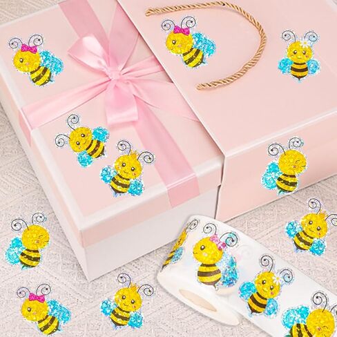 500pcs ملصقات النحل الصيفية لفة 1.5 بوصة كبيرة ملصقات ختم نحل بريق كبير للأطفال. in Kuwait