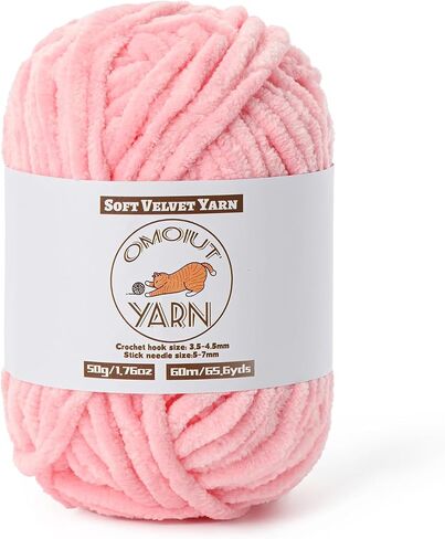 Fluffy Velvet Yarn for Crocheting, Chunky Chenille Baby Blanket Yarn for Crocheting, Soft Fuzzy Puzzle Yarn for Knitting, 50g/1.77oz Bulky Thick Amigurumi Crochet Yarns（Pink） in Saudi Arabia