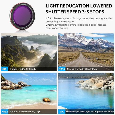 STARTRC Magnetic ND & UV Filters Set, 4 Pack ND8 ND16 ND32 UV Filters Compatible for DJI Neo Drone Accessories, Neutral Density Camera Lens ND Filter, Ultra Slim Aluminum Frame in Saudi Arabia