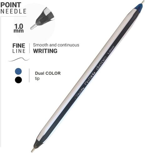 Pin Point Double Ended Black and Blue Fine Pens 1.0mm- 12 Pack - Fine Tip Pens, Dual Color, Twin Ballpoint Pens – Nurses, Home, School, Office, Business in Saudi Arabia