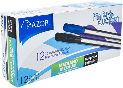 Pin Point Double Ended Black and Blue Fine Pens 1.0mm- 12 Pack - Fine Tip Pens, Dual Color, Twin Ballpoint Pens – Nurses, Home, School, Office, Business in Saudi Arabia