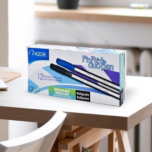 Pin Point Double Ended Black and Blue Fine Pens 1.0mm- 12 Pack - Fine Tip Pens, Dual Color, Twin Ballpoint Pens – Nurses, Home, School, Office, Business in Saudi Arabia